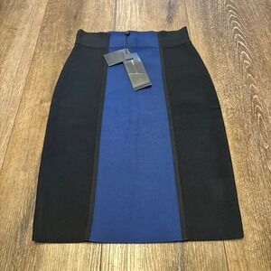 BCBGMAXAZRIA Colorblock Bodycon Bandage Skirt Royal Blue Black XXS New With Tags